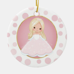 Blonde Pink Princess Ceramic Tree Decoration