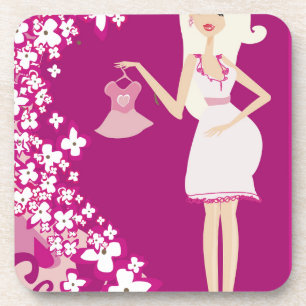 blonde pregnant woman coaster