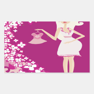 blonde pregnant woman rectangular sticker