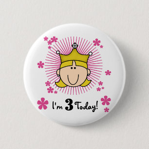 Blonde Princess 3rd Birthday Tshirts & Gifts 6 Cm Round Badge