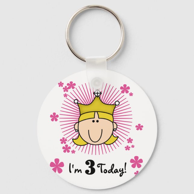 Blonde Princess 3rd Birthday Tshirts & Gifts Key Ring (Front)