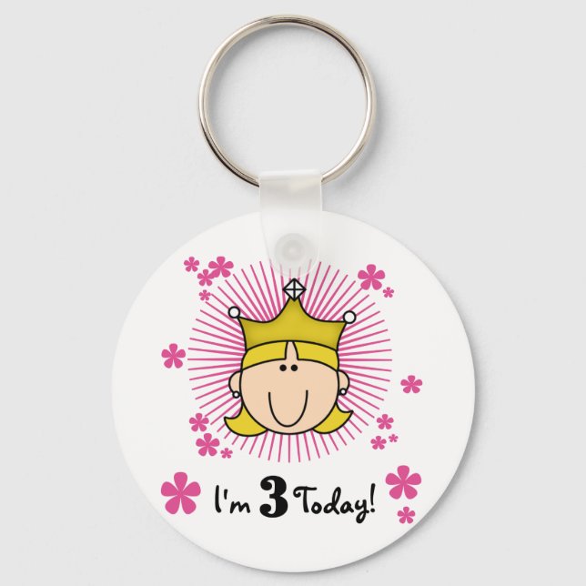 Blonde Princess 3rd Birthday Tshirts & Gifts Key Ring (Front)