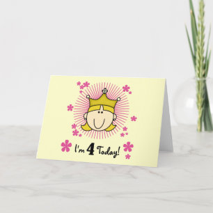 Blonde Princess 4th Birthday Tshirts and Gifts Card