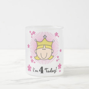 Blonde Princess 4th Birthday Tshirts and Gifts Frosted Glass Coffee Mug