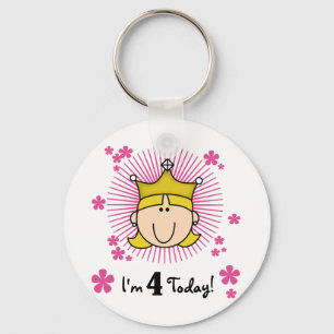 Blonde Princess 4th Birthday Tshirts and Gifts Key Ring