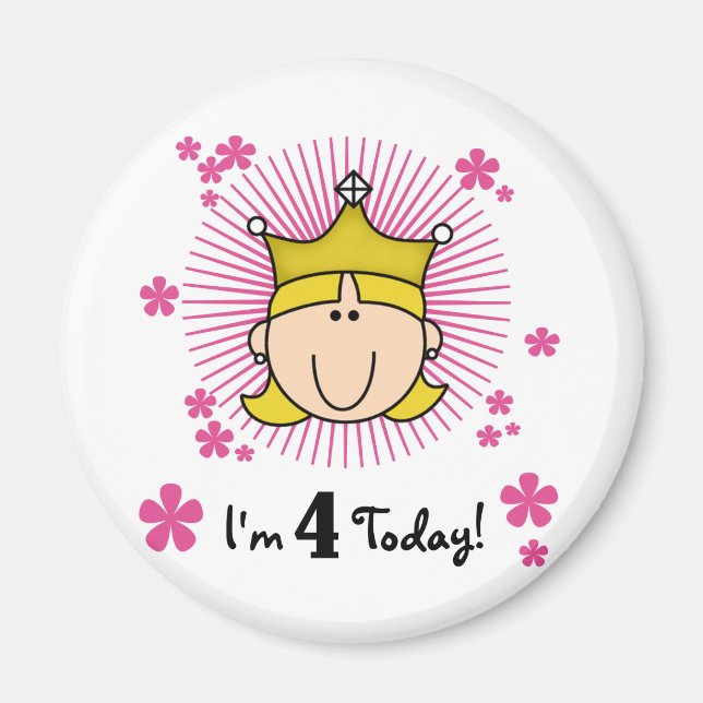 Blonde Princess 4th Birthday Tshirts and Gifts Magnet (Front)