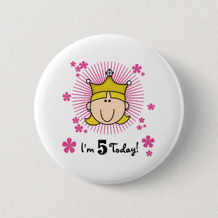 Blonde Princess 5th Birthday 6 Cm Round Badge