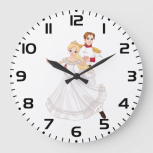 Blonde Princess and Charming Prince Fairytale Large Clock