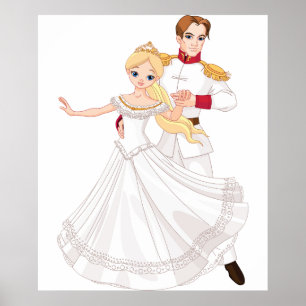 Blonde Princess and Charming Prince Fairytale Poster