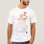 Blonde Princess and Charming Prince Fairytale T-Shirt<br><div class="desc">showcase your royal style with this men’s t-shirt featuring a classic illustration of a prince in formal military attire dancing with a beautiful princess. this graphic tee is perfect for themed parties, casual outings, or as a unique gift for fans of fairytale romance and storybook adventures. the clean and detailed...</div>