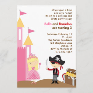 Blonde Princess and Pirate Invitation