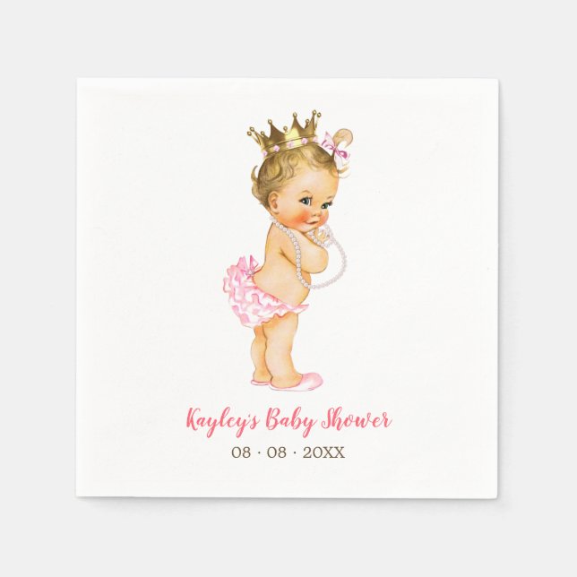 Blonde Princess Baby Shower Napkin (Ruffle Pants) (Front)