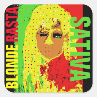 BLONDE RASTA SATIVA SQUARE STICKER