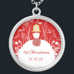 Blonde Red Musical Wedding 1st Christmas Necklace<br><div class="desc">Keepsake Necklaces Choose either Silver Plated Gold Finish or Sterling Silver Unique Personalised Custom !st Christmas Gift Wedding Keepsake Wedding Party Necklaces - to change background colour - click customise - click edit - choose last tool in drop down menu and choose from one of the colours shown or enter...</div>