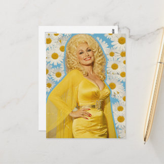 Blonde Reto Woman and Daisy Flowers Postcard