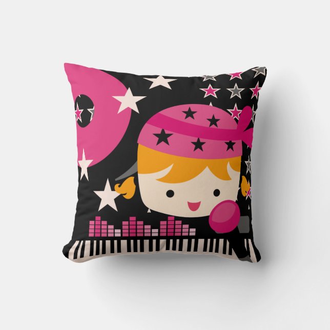 Blonde Rock Star Singer Pillow (Front)
