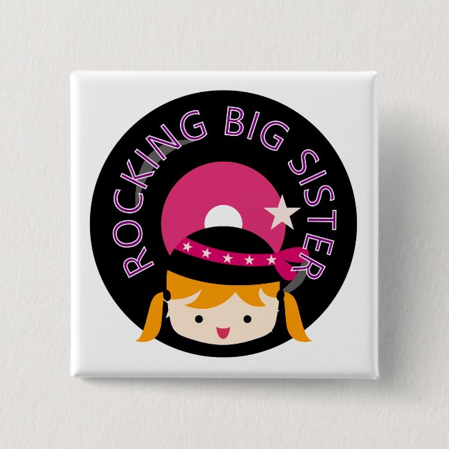 Blonde Rocking Big Sister 15 Cm Square Badge (Front)
