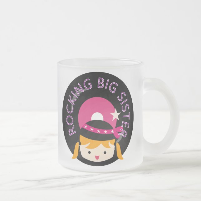 Blonde Rocking Big Sister Frosted Glass Coffee Mug (Right)