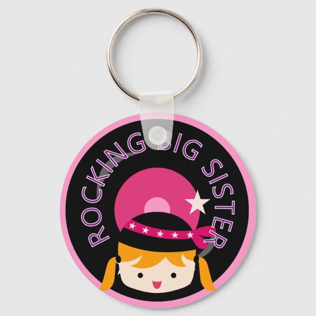 Blonde Rocking Big Sister Key Ring (Front)
