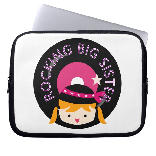 Blonde Rocking Big Sister Laptop Sleeve (Front)