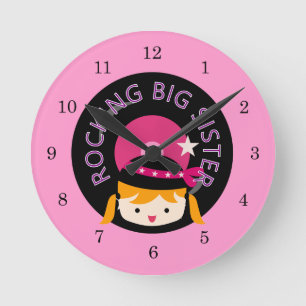 Blonde Rocking Big Sister Round Clock