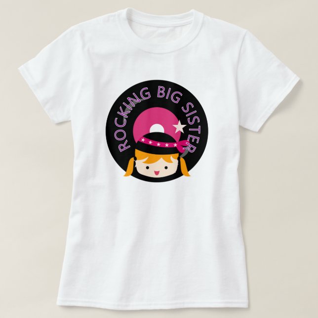 Blonde Rocking Big Sister T-Shirt (Design Front)