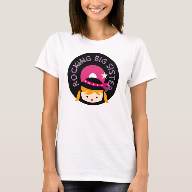 Blonde Rocking Big Sister T-Shirt (Front)