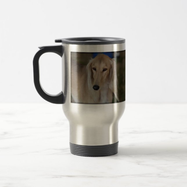 Blonde Saluki Dog Travel Mug (Left)