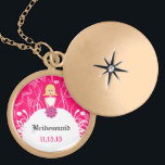 Blonde Side Part Fuchsia Bridesmaid Necklace<br><div class="desc">Keepsake Necklaces Choose either Silver Plated Gold Finish or Sterling Silver Unique Personalised Custom !st Christmas Gift Wedding Keepsake Wedding Party Necklaces - to change background colour - click customise - click edit - choose last tool in drop down menu and choose from one of the colours shown or enter...</div>