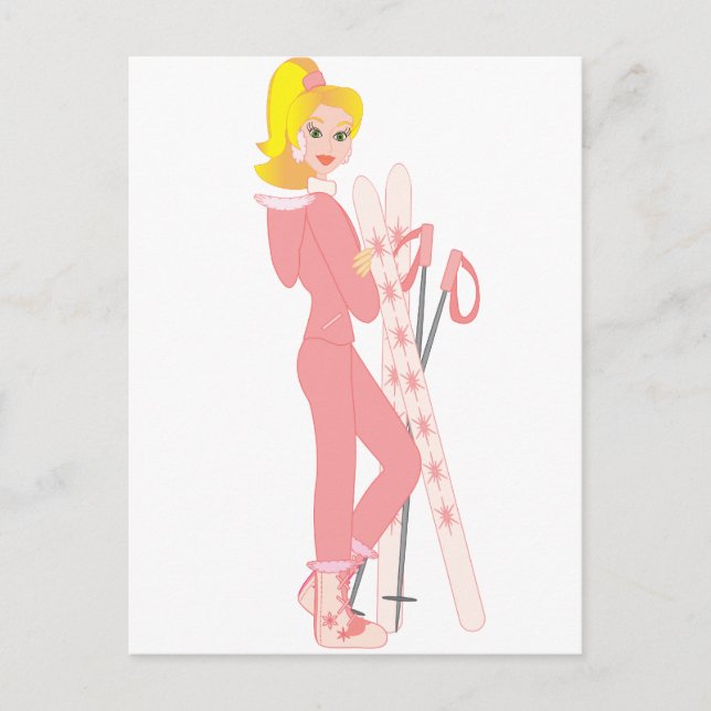 Blonde Skier Postcard (Front)