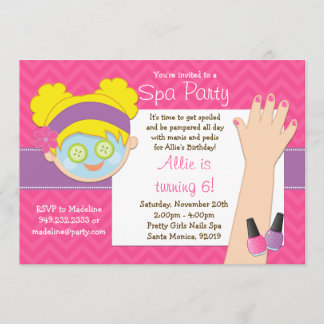 Blonde Spa Birthday Party Invitation