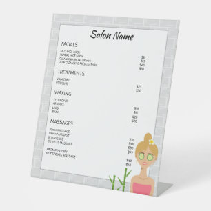 Blonde Spa Woman Illustration - Custom Spa Menu Pedestal Sign
