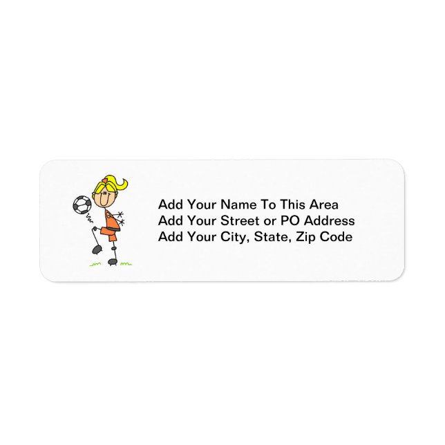 Blonde Stick Figure Soccer Player Girl Gifts (Front)
