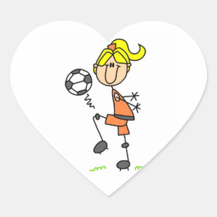 Blonde Stick Figure Soccer Player Girl Gifts Heart Sticker