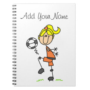Blonde Stick Figure Soccer Player Girl Gifts Notebook