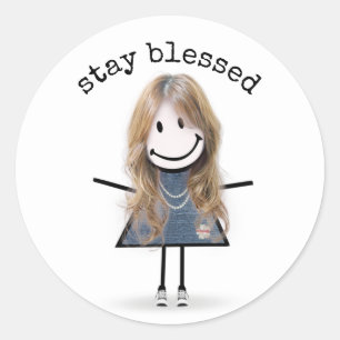 Blonde Stick Girl in Sneakers Classic Round Sticker