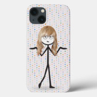 Blonde Stick Girl on Polka Dots
