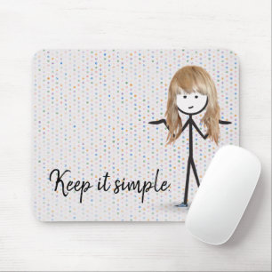 Blonde Stick Girl On Polka Dots Mouse Mat