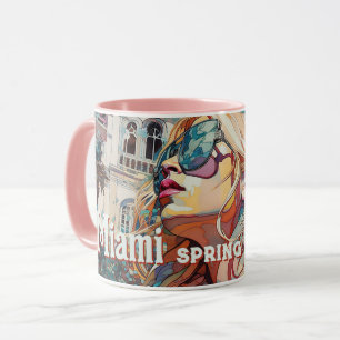 Blonde Sunglasses Miami Resort Pool Watercolor Mug