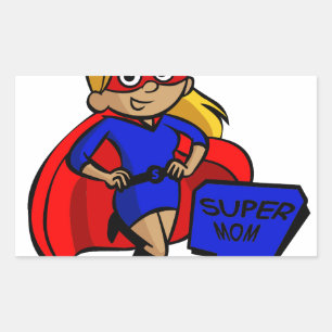 blonde super mum rectangular sticker