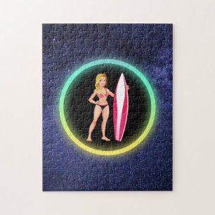 Blonde Surfer Teenage Girl Galaxy    Jigsaw Puzzle