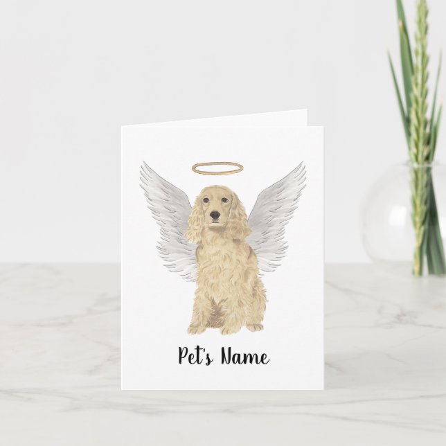 Blonde Tan Golden Cocker Spaniel Sympathy Memorial Card (Front)