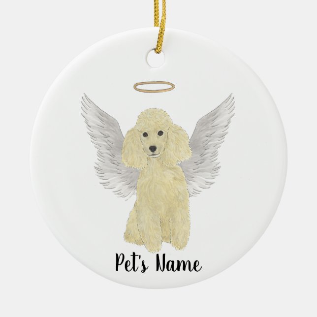 Blonde Tan Golden Poodle Sympathy Memorial Ceramic Tree Decoration (Front)
