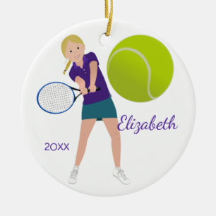 Blonde Tennis Player Keepsake Ornament