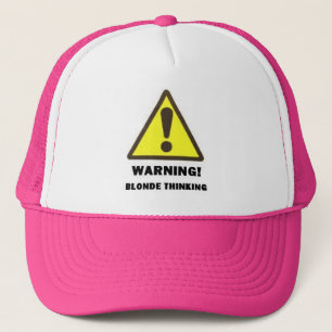 blonde thinking trucker hat