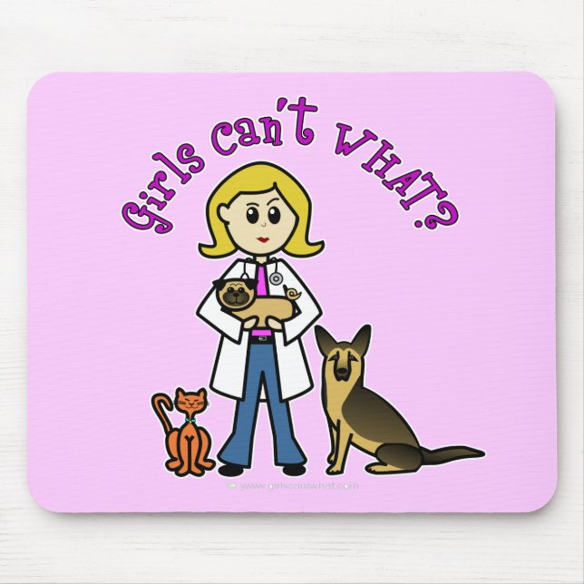 Blonde Veterinarian Girl Mouse Mat (Front)