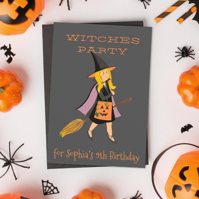 Blonde Witch Halloween Birthday Party Invitation (Creator Uploaded)