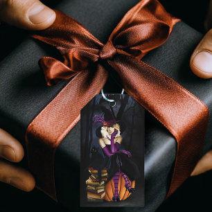 Blonde Witch Pumpkin Purple Gift Tags