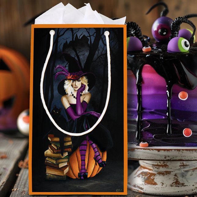 Blonde Witch Pumpkin Purple Small Gift Bag (Creator Uploaded)