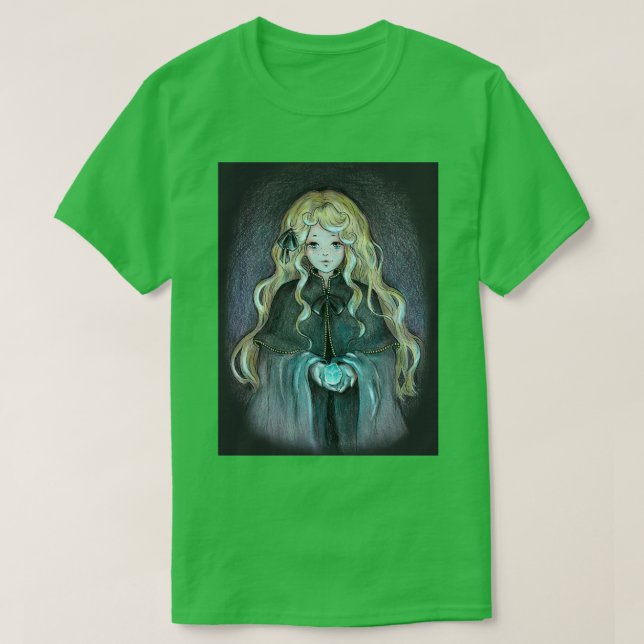 Blonde witch with glowing crystal T-Shirt (Design Front)